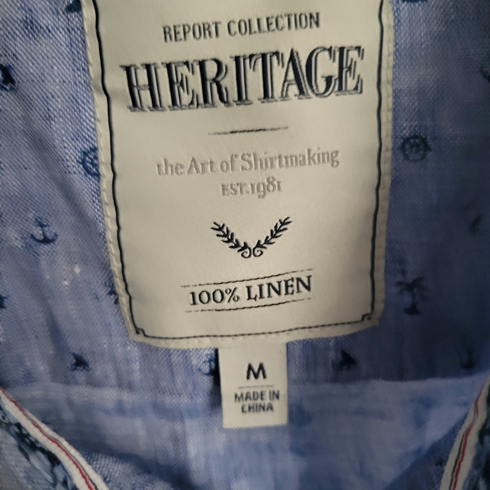 Heritage Report Collection Slim-Fit Short Sleeves Linen Shirt Men’s Medium - Picture 6 of 6
